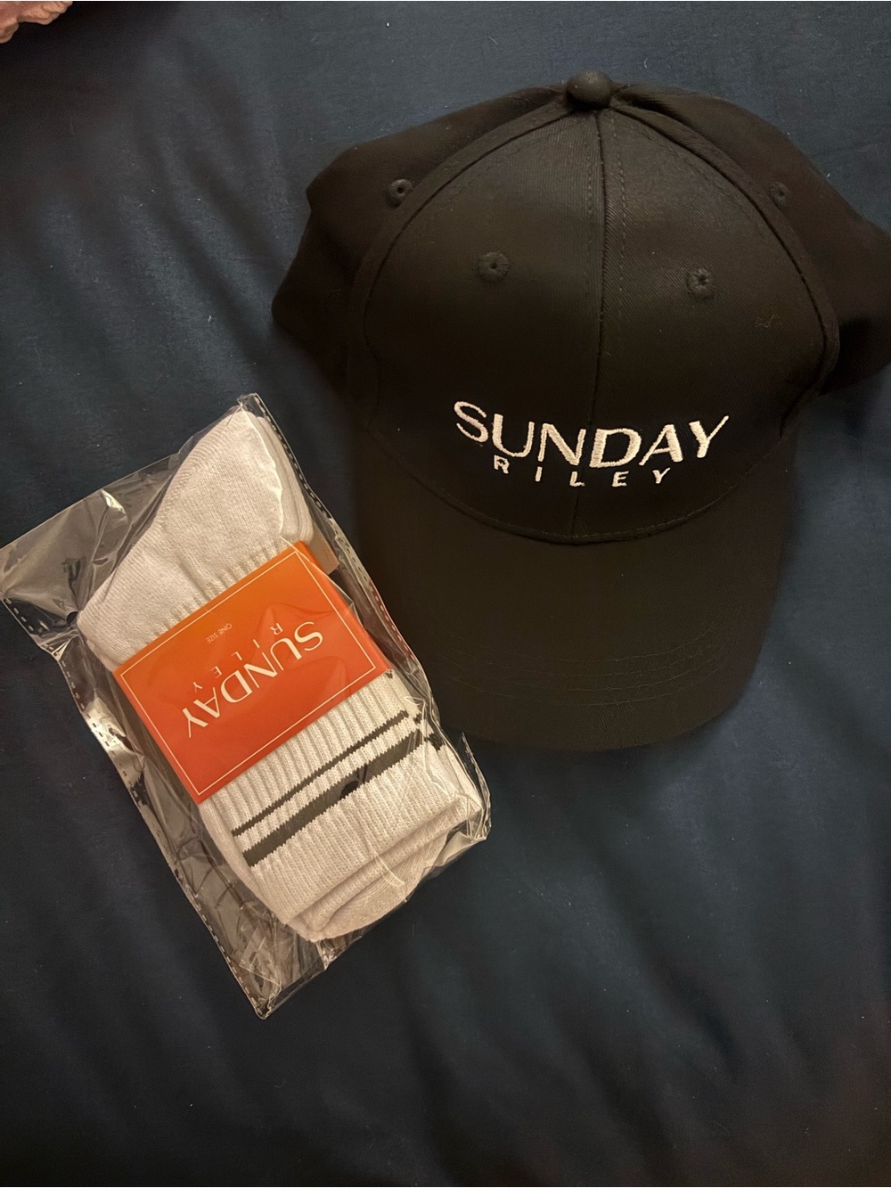 Sunday Riley Black Baseball Cap and Crew Socks